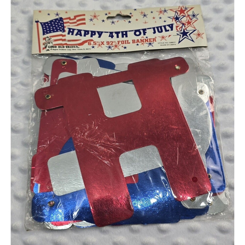 Vintage 4Th of July Foil Banner New Independence Day Patriotic Decoration Regent